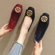 Qadınlar üçün Qara Kvadrat Barmaqlı Düz Ayaqqabılar, Yaz 2025 Yeni Stil, Yumşaq Altlıq, Dayaz Ağızlıq, İş Ayaqqabıları, Böyük Ölçülü Qayıq Ayaqqabıları, Qadın Dodaq Ayaqqabıları