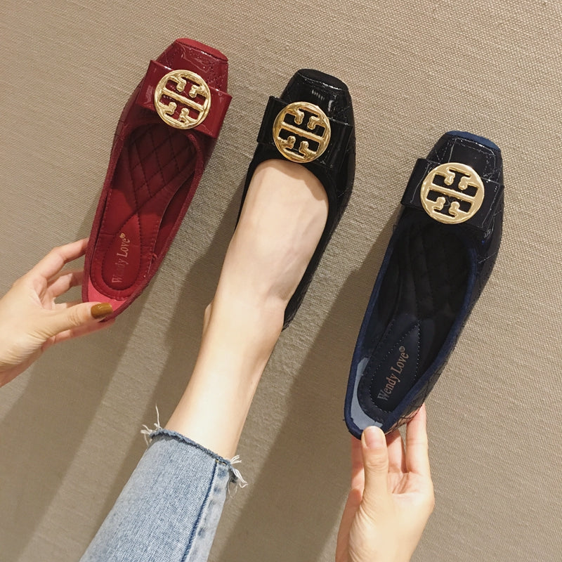 Qadınlar üçün Qara Kvadrat Barmaqlı Düz Ayaqqabılar, Yaz 2025 Yeni Stil, Yumşaq Altlıq, Dayaz Ağızlıq, İş Ayaqqabıları, Böyük Ölçülü Qayıq Ayaqqabıları, Qadın Dodaq Ayaqqabıları