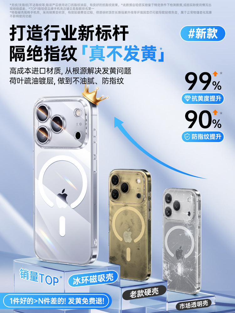 Boxin-in Apple 17ProMax mobil telefon qutusu üçün uyğun olan yeni maqnit emişi iphone16 şəffaf soyuducu 17Pro qoruyucu örtük 15 ultra nazik 14 düşmə əleyhinə magsafe qadın və kişilər üçün sərt qabıq 13AI düyməsi hər şey daxil