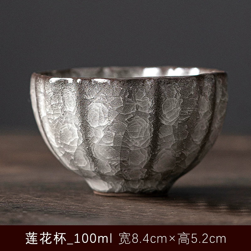 Longquan Celadon Master Kuboku Tək Fincan Ge Fırın Qara Buz Çatlaq Çay Fincan Çay Fincan Kişi Kung Fu Çay Dəsti Şəxsi Çay Fincan