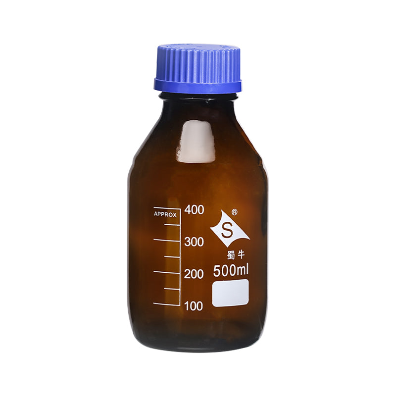 Shuniu qəhvəyi şəffaf şüşə mavi qapaq reagent şüşəsi yüksək borosilikat məftil ağızlı mavi qapaqlı şüşə 100/250/500/1000ml