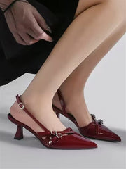 Hündürdaban qadın ayaqqabısı, nazik dabanlı sandal - 2