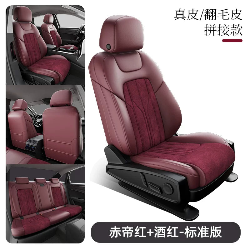 Zamşa avtomobil oturacağı yastıqları, orijinal dəri oturacaq üzlükləri, tam örtüklü, bütün mövsüm üçün, yeni yüksək səviyyəli avtomobil oturacağı üzlükləri və yastıqları