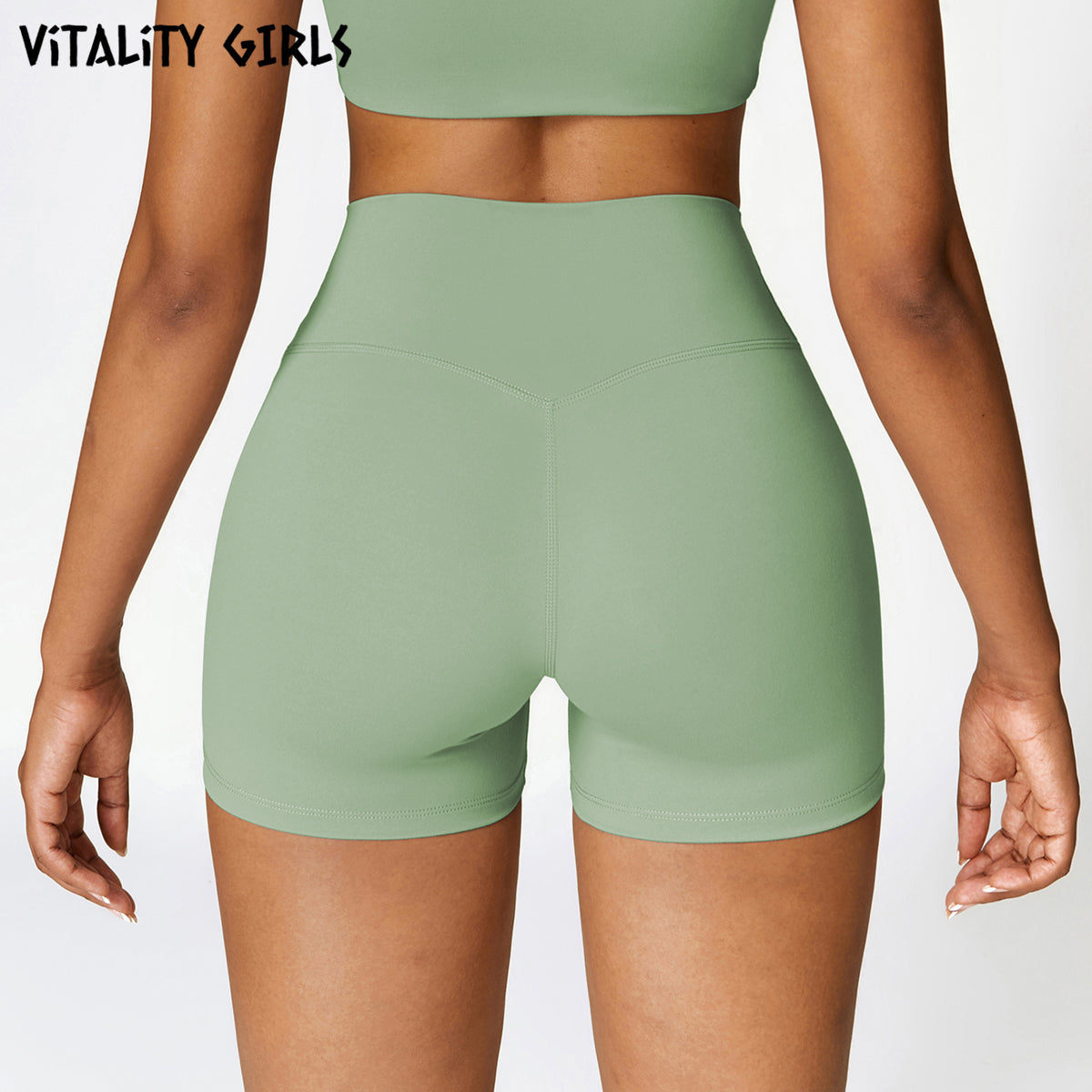 Vitality Girls tez quruyan tikişsiz fitnes şortu qadın roll əleyhinə yoqa geyinmək dar idman üç rüb şalvar yüksək bel