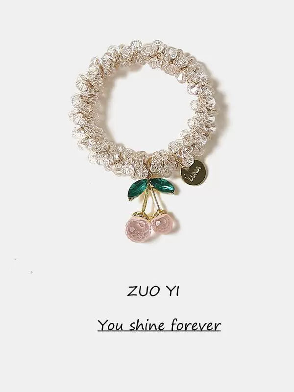 Koreya rhinestone rəngli kristal bilərzik ikili məqsədli saç bağı saç ipi ən yaxşı saç ipi albalı rezin bant at quyruğu başlığı qadınlar üçün