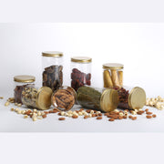 Qızıl qapaqlı pet möhürlənmiş banka şəffaf plastik şüşə qida dərəcəli dəyirmi qalınlaşdırılmış ballı biskvit konfet qabı qapaqlı