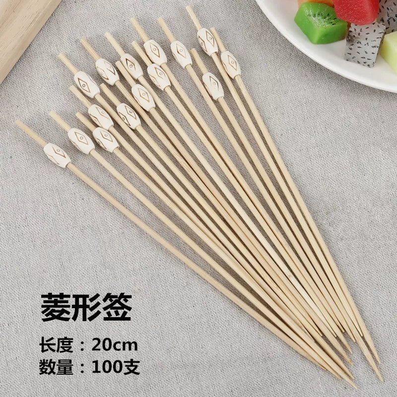Yaradıcı meyvə bambuk şişləri, çiçək şişləri, qalın şişlər, mini şirniyyatlı sandviç, toyuq popkornlu toyuq biftek, qalın kəsilmiş qatıq şişləri