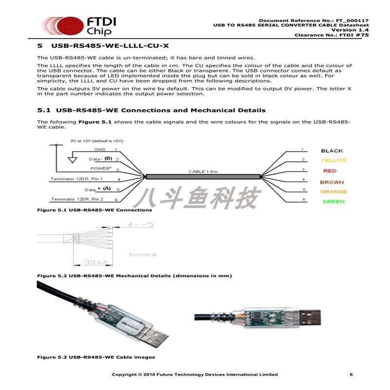 FTDI orijinal idxal edilmiş USB-RS485-WE-1800-BT 5v seriyalı UART kabel FT232RQ