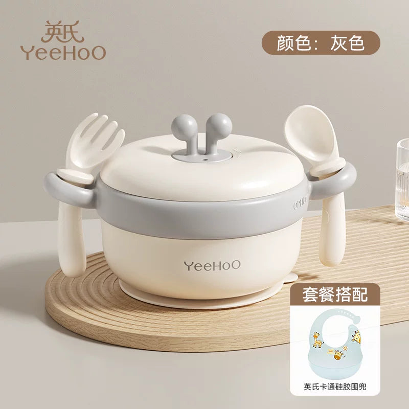 Ying's Körpə Yeməyi Qabı Körpə Su ilə Doldurulmuş İzolyasiyalı Qab Yemək Dəsti Sorma Kuboku Uşaq Süfrə Qabları