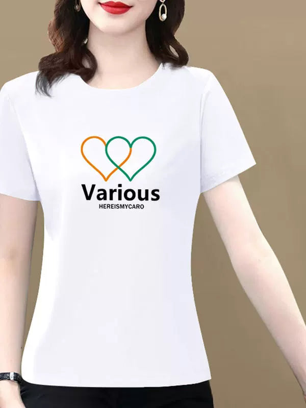 Yay təmiz pambıq böyük ölçülü qısaqol qısaqol köynək qadın yeni moda dəyirmi boyun çaplı ananın üst orta yaşlı qarnı örtən köynək