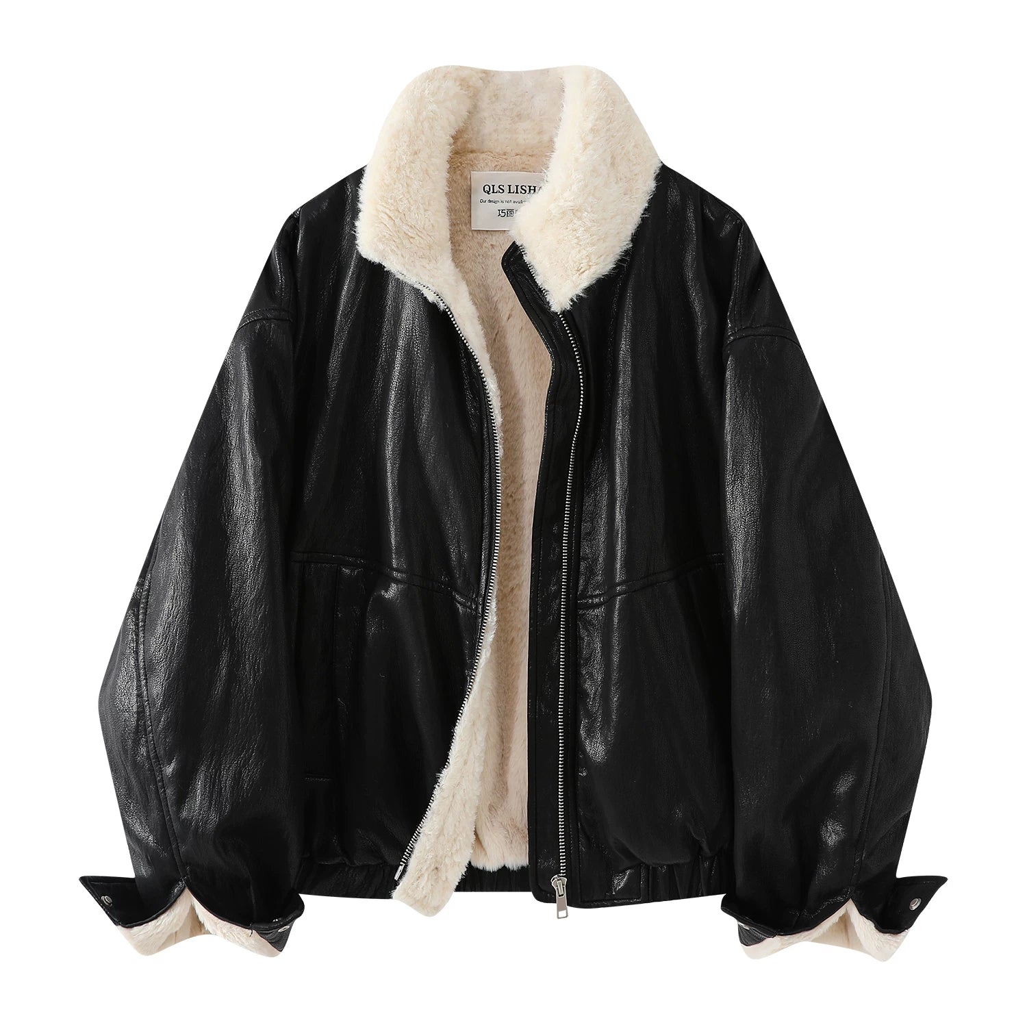 Chola Lisa Qadınlar üçün Qəhvəyi Dəri Gödəkçə, 2025 Yeni Stil, Dəbli Payız və Qış Yun astarlı Qalın Qəhvəyi Motosiklet Gödəkçəsi