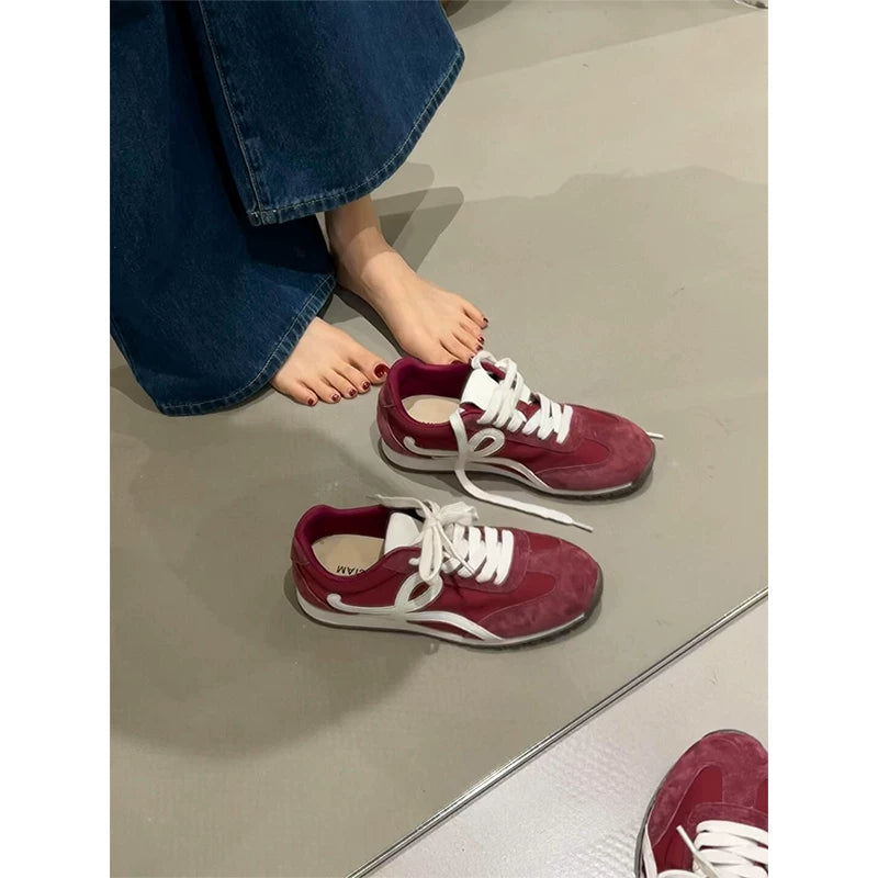 Qadınlar üçün möhtəşəm mavi platformalı Alman məşq ayaqqabıları, retro orijinal dəri, çoxfunksiyalı idman gündəlik ayaqqabıları, rəngli bağcıklı Cornetto ayaqqabıları.