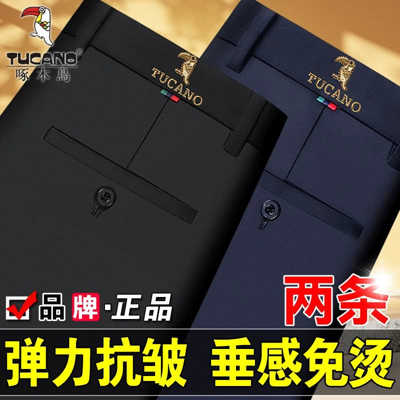 Woodpecker 2025 Yeni Kişi Gündəlik Şalvarı, Qış Yun Astarlı Qalın Şalvar, Düz Ayaqlı Boş Uzun Şalvar, Orta Yaşlılar üçün Don Şalvarı