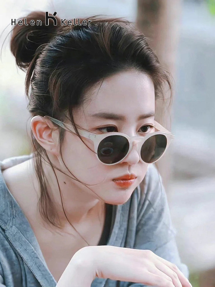 Helen Keller Liu Yifei'nin qadınlar üçün eyni üslublu günəş eynəyi 2026 yeni anti-UV qütblü yüksək səviyyəli miyopiya günəş eynəyi