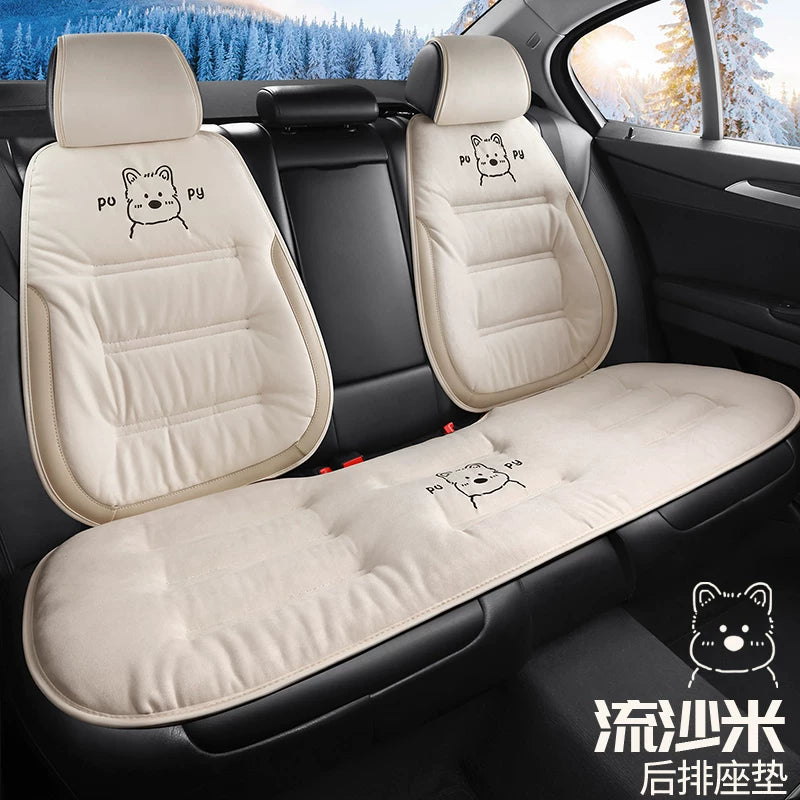 Avtomobil oturacaq üzləri, qışda isinən oturacaq üzləri, qalınlaşdırılmış yumşaq, 2025 yeni cizgi filmi stili, sürətli isitmə və isinmə arxa oturacaq üzləri