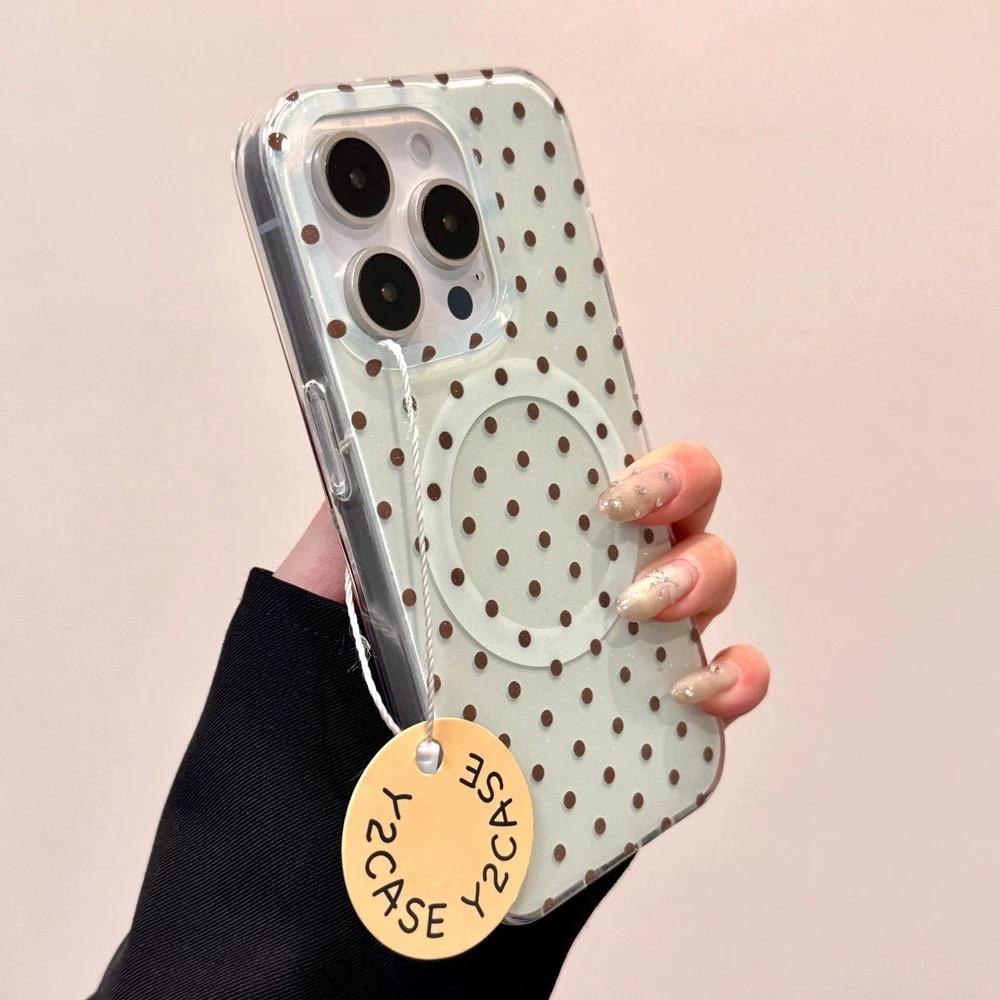 Apple 16 mobil telefon qutusu iPhone 15 qız modeli 13/12 düşməyə qarşı 11PROMAX hər şey daxil S/XR yeni məhsul 7/8 yumşaq qutu 14PLUS üçün uyğun ins üslublu nanə yaşıl polka nöqtəli ulduz maqnit tutacağı