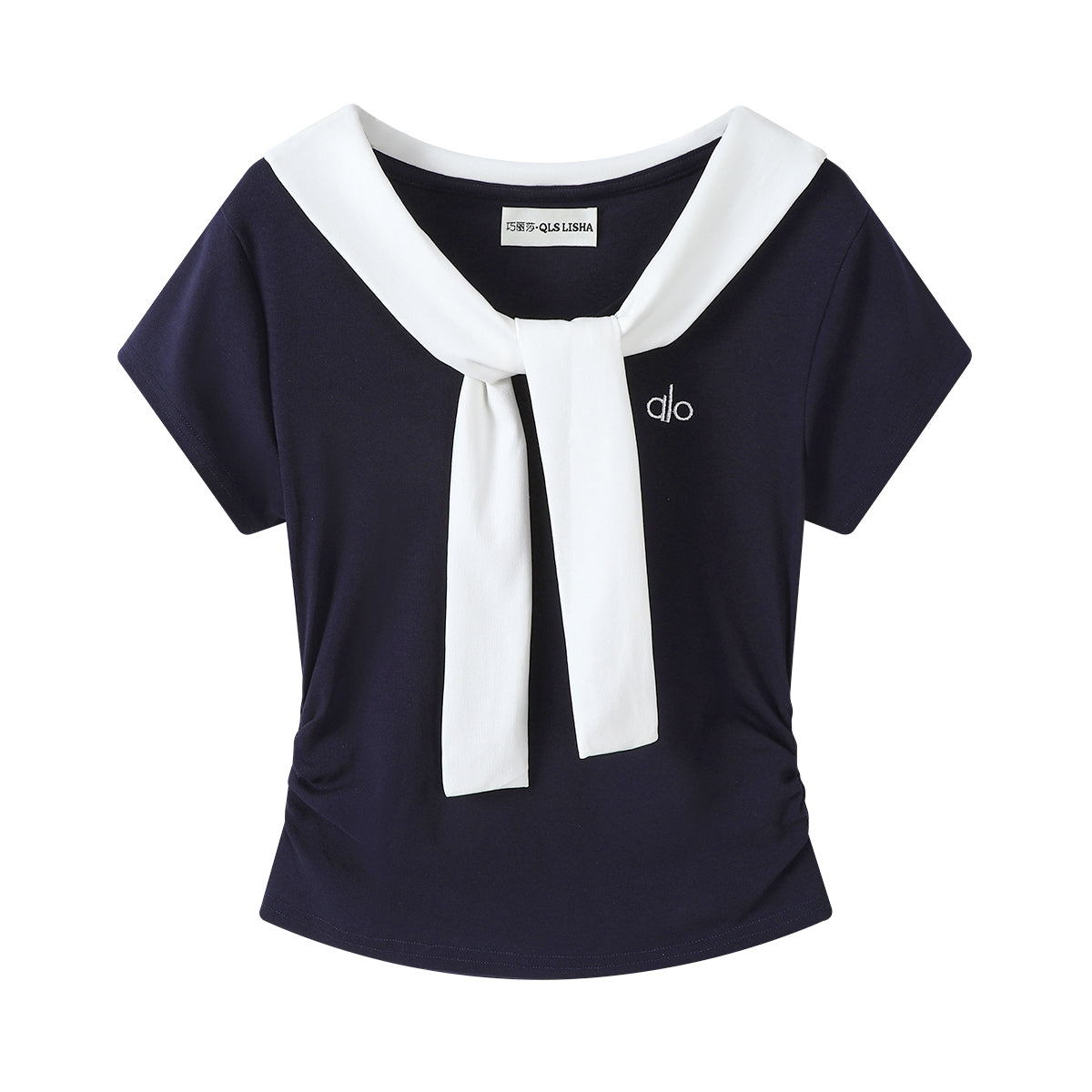 Cholisa'nın Yay Gediş-Gəliş Üçün Gözəl QısaQollu Koreya Rəngli Bloklu Süni İki Parçalı Şal və İncə Fit ilə Futbolka