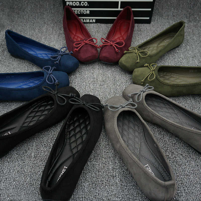 2024 Yumşaq Zamşa Çoxfunksiyalı Balet Bölmələri, Koreya üslubunda, Payız/Qış, Kvadrat Burunlu, Hamiləlik Geyimi üçün Böyük Ölçülü Qayıq Ayaqqabıları