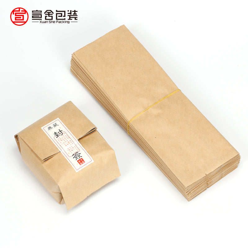 Kraft kağız qədim ağac qara çay çay qablaşdırma çantası universal qalay folqa kağız çantası Yunnan qırmızı yarım pişik kağız çantası akkordeon ağzı alüminium folqa çantası