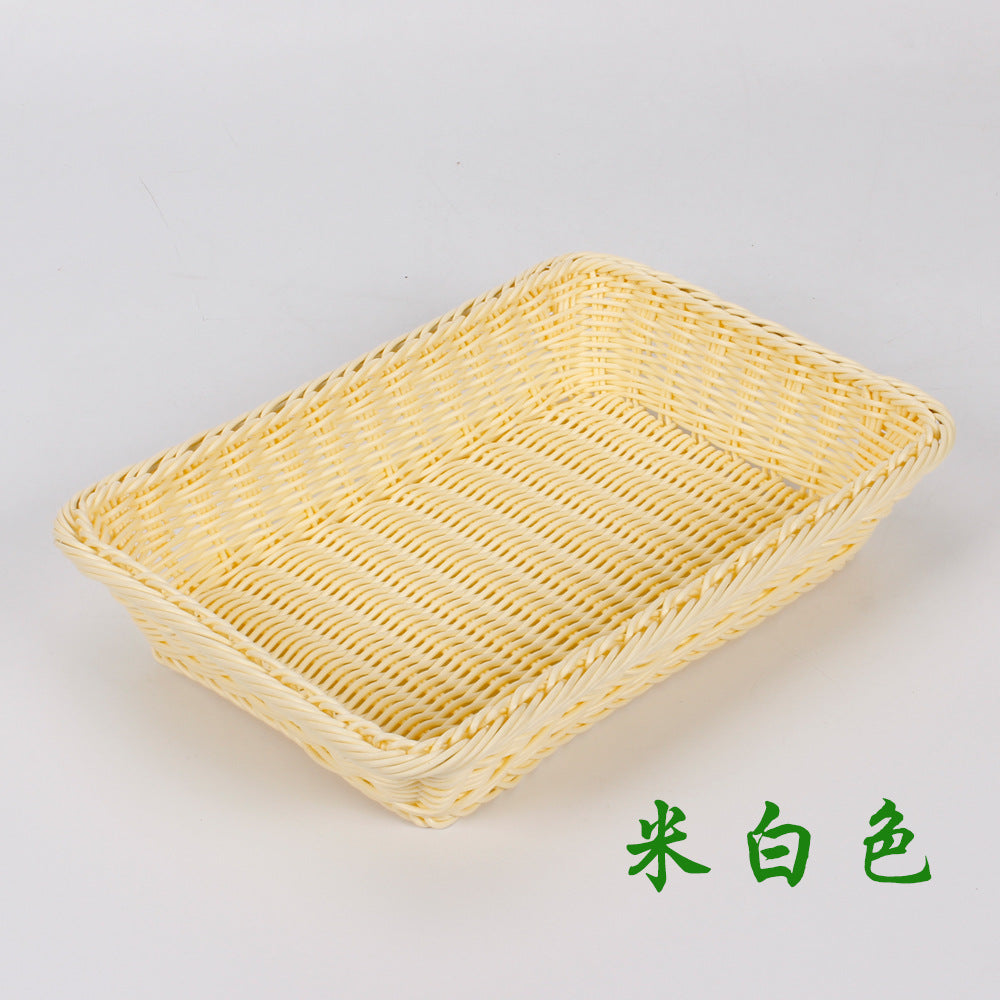 Təqlid rattan saxlama səbəti plastik supermarket meyvə səbəti meyvə səbəti qonaq otağı səbəti çörək toxunmuş bambuk səbəti ekran qutusu meyvə və tərəvəz
