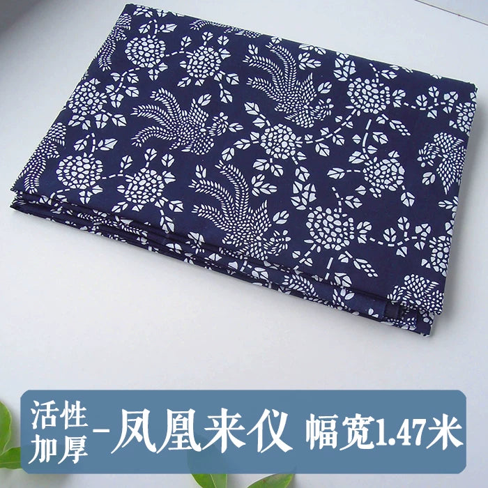 Wuzhen mavi çap parça əl istehsalı təmiz pambıq batik uşaq bağçası mavi çiçək mavi və ağ parça Çin etnik üslubunda süfrə pərdəsi