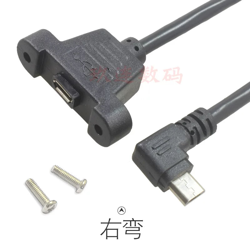 Dirsək Mikro USB uzatma kabeli vida deşik qulaqları ilə Mikro usb kişidən qadına uzatma yuxarı, aşağı, sol və sağ şarj kabellərini, avtomobil sürücülük qeydini, enerji təchizatı kabelini, naviqatorun mis nüvəsini düzəldə bilər