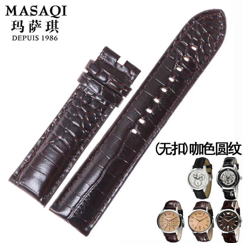 Armani AR0168 AR0169 dana dərisindən hazırlanmış saat qayışları, 22 mm, qara timsah naxışlı orijinal dəri.