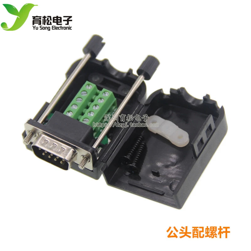 DB9 kişi və qadın lehimsiz serial kabel adapteri, qabıq 485 fişli rs232 COM adapter terminal bloku