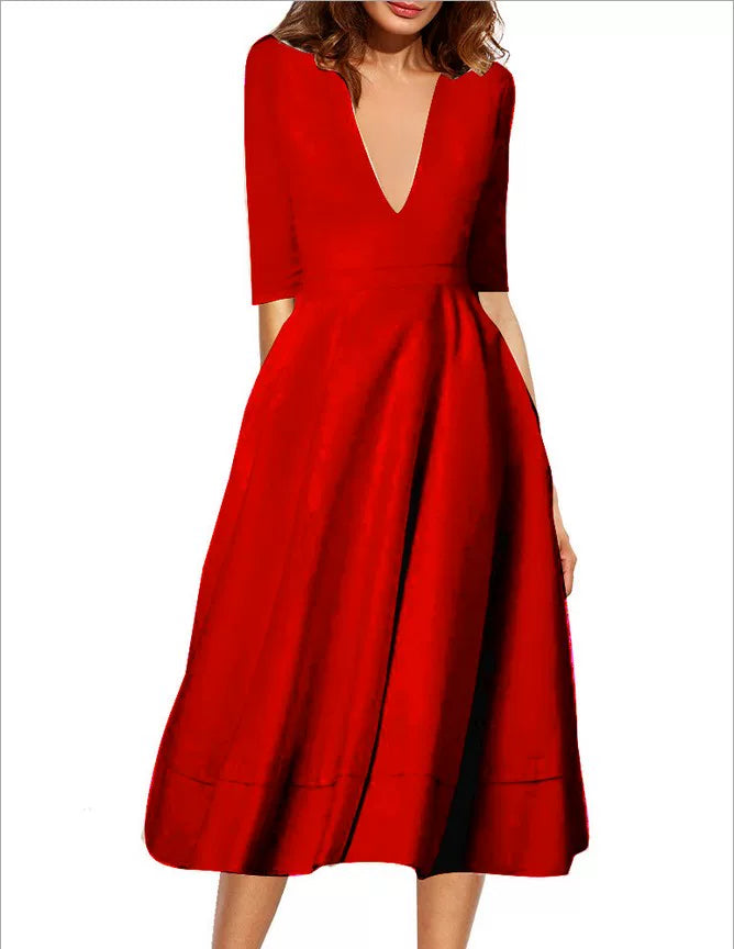 Avro Qadınlar üçün V-yaxalı Don Ağ Axşam Donu Seksual Ortaqol Don