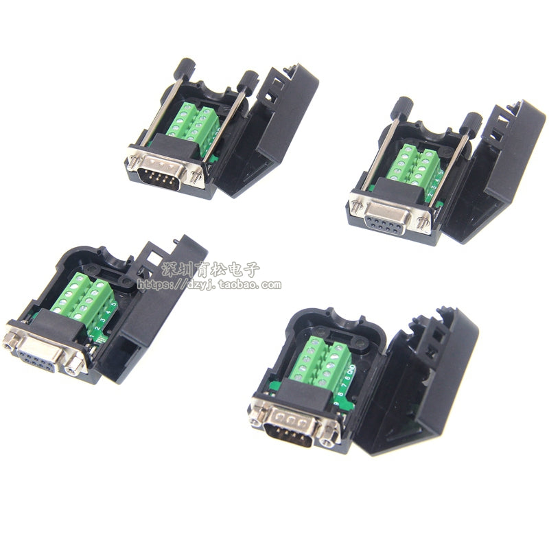 DB9 kişi və qadın lehimsiz serial kabel adapteri, qabıq 485 fişli rs232 COM adapter terminal bloku
