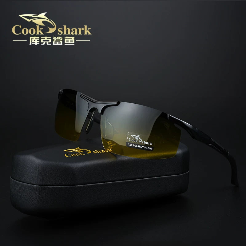 Cook Shark Günəş eynəkləri Kişi Polarizasiyalı Sürücü Güzgüləri Sürücülük Rəngli Günəş eynəkləri Anti-UV Xarici Eynəklər