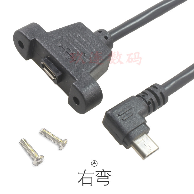 Dirsək Mikro USB uzatma kabeli vida deşik qulaqları ilə Mikro usb kişidən qadına uzatma yuxarı, aşağı, sol və sağ şarj kabellərini, avtomobil sürücülük qeydini, enerji təchizatı kabelini, naviqatorun mis nüvəsini düzəldə bilər