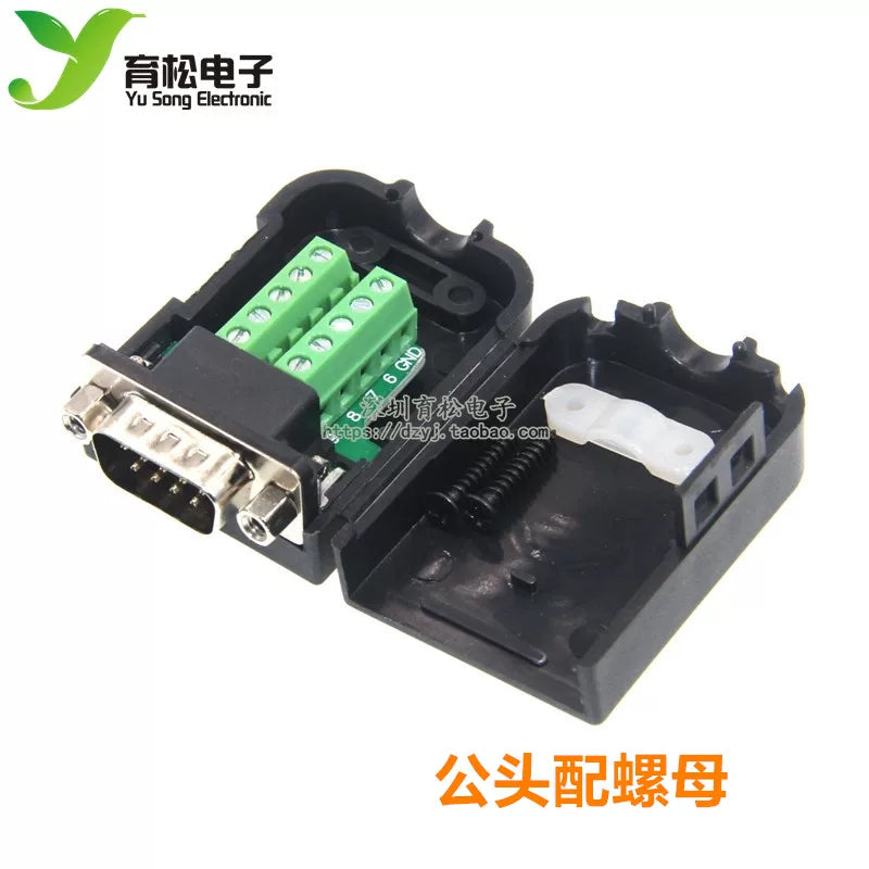 DB9 kişi və qadın lehimsiz serial kabel adapteri, qabıq 485 fişli rs232 COM adapter terminal bloku