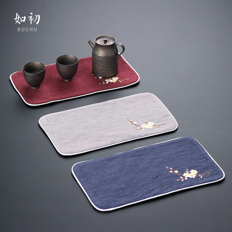 Dörd qat qalınlaşdırılmış iki tərəfli çay dəsmalı naxışlı retro kvadrat dəsmal sahil gəmisi kiçik masa bayrağı pambıq və kətan çay dəsmalı mat çay dəsmalı çay dəsmal parça sənəti