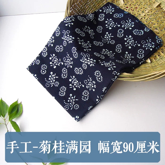 Wuzhen mavi çap parça əl istehsalı təmiz pambıq batik uşaq bağçası mavi çiçək mavi və ağ parça Çin etnik üslubunda süfrə pərdəsi