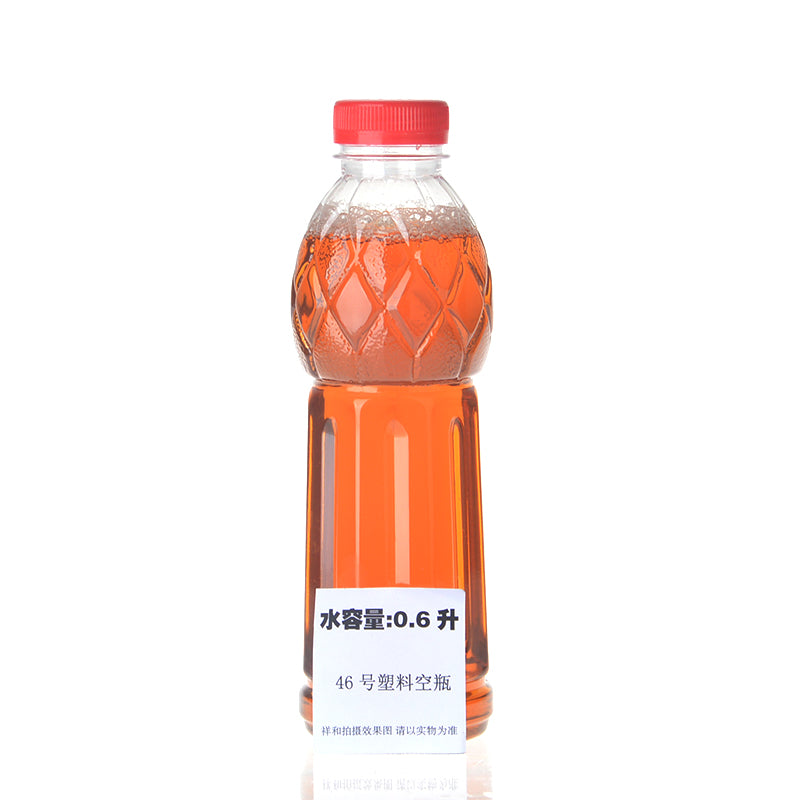 № 46 600ml birdəfəlik şəffaf plastik şüşə boş şüşə doldurma şüşəsi içki şüşəsi PET şirəsi qapaqlı şüşə