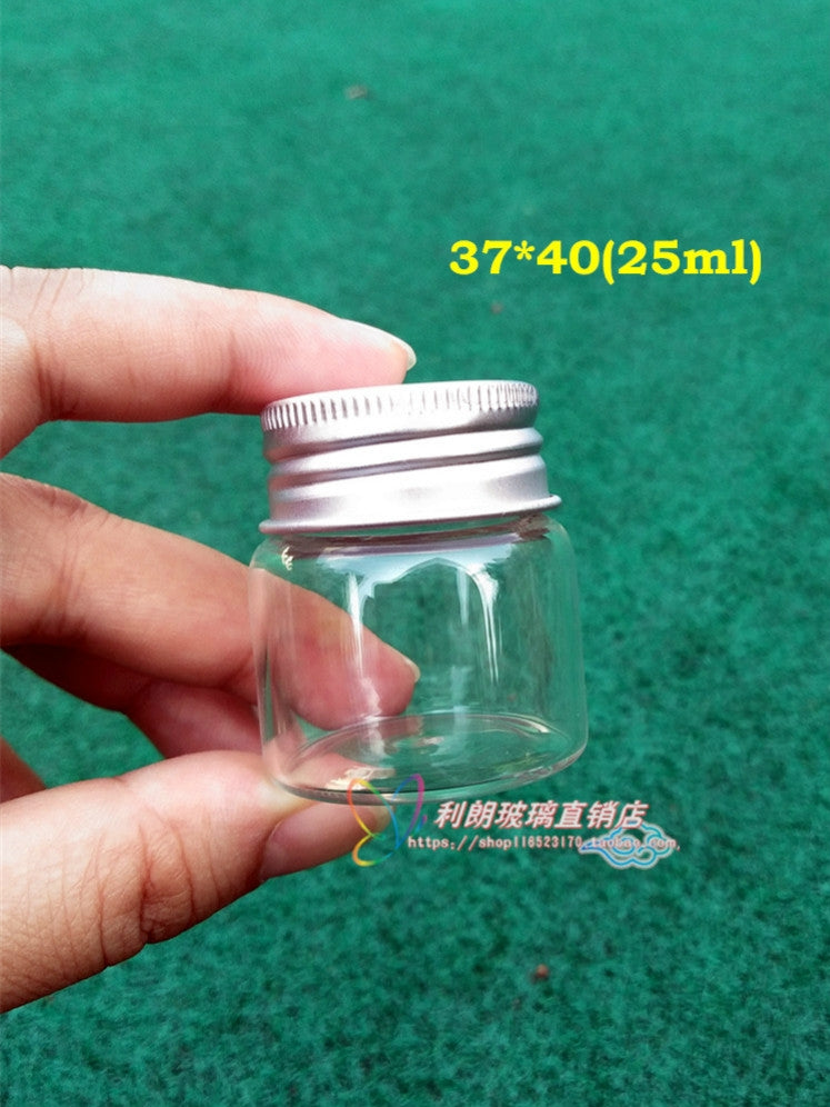 Qapaqlı mini qurğuşunsuz şəffaf şüşə dərman şüşəsi, möhürlənmiş banka, toz şüşəsi, kapsul şüşəsi, toy konfeti qida dərəcəli temperatura davamlı