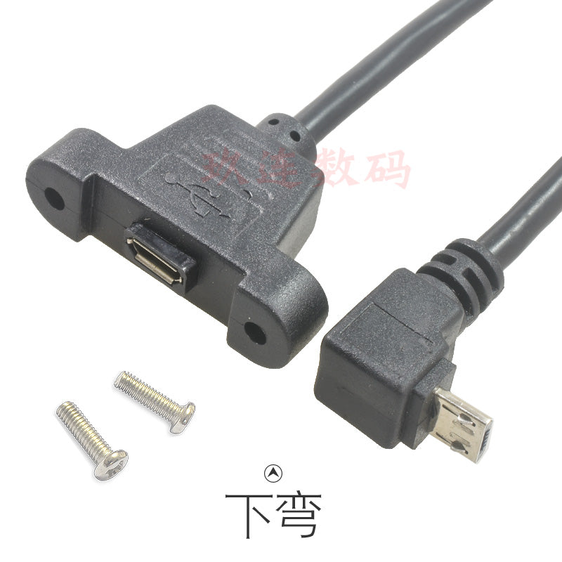 Dirsək Mikro USB uzatma kabeli vida deşik qulaqları ilə Mikro usb kişidən qadına uzatma yuxarı, aşağı, sol və sağ şarj kabellərini, avtomobil sürücülük qeydini, enerji təchizatı kabelini, naviqatorun mis nüvəsini düzəldə bilər