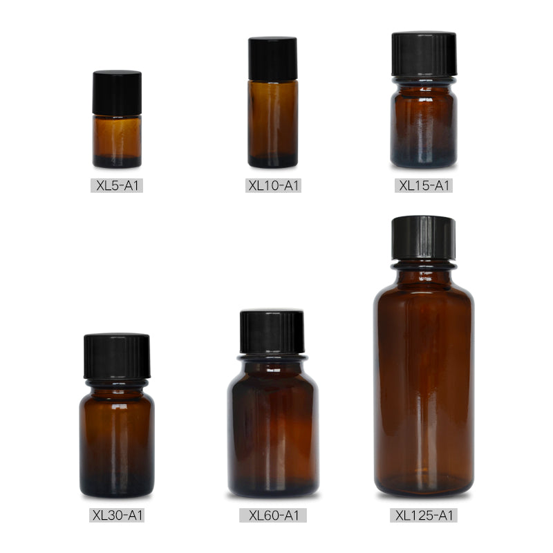 5ml qəhvəyi ləzzətli alt butulka şüşəsi 15ml ədviyyat 30ml şəffaf möhürlənmiş işığa davamlı boş şüşə 125ml zəng ağzı