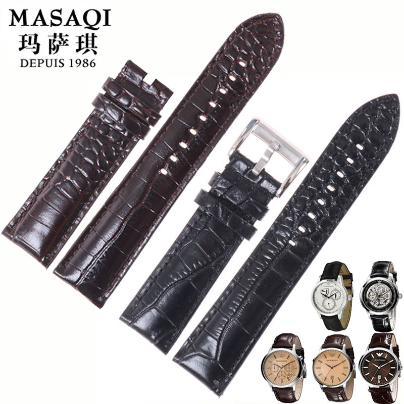 Armani AR0168 AR0169 dana dərisindən hazırlanmış saat qayışları, 22 mm, qara timsah naxışlı orijinal dəri.