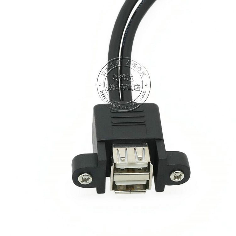 Vida dəlikləri olan, USB uzatma kabelini düzəldə bilən qulaqları olan, iki portlu birləşdirilmiş USB2.0 uzatma kabeli, vintli çərçivə kabeli, ikili USB2.0 kişidən qadına uzatma