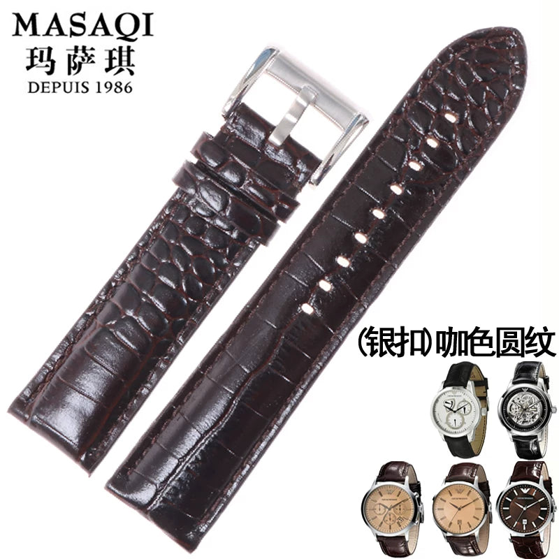 Armani AR0168 AR0169 dana dərisindən hazırlanmış saat qayışları, 22 mm, qara timsah naxışlı orijinal dəri.