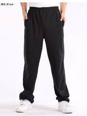 Kişi idman şalvarı, təmiz pambıq, yun astarlı, qalınlaşdırılmış, payız və qış gündəlik qaçış şalvarı, böyük ölçülü, fitnes idman şalvarı