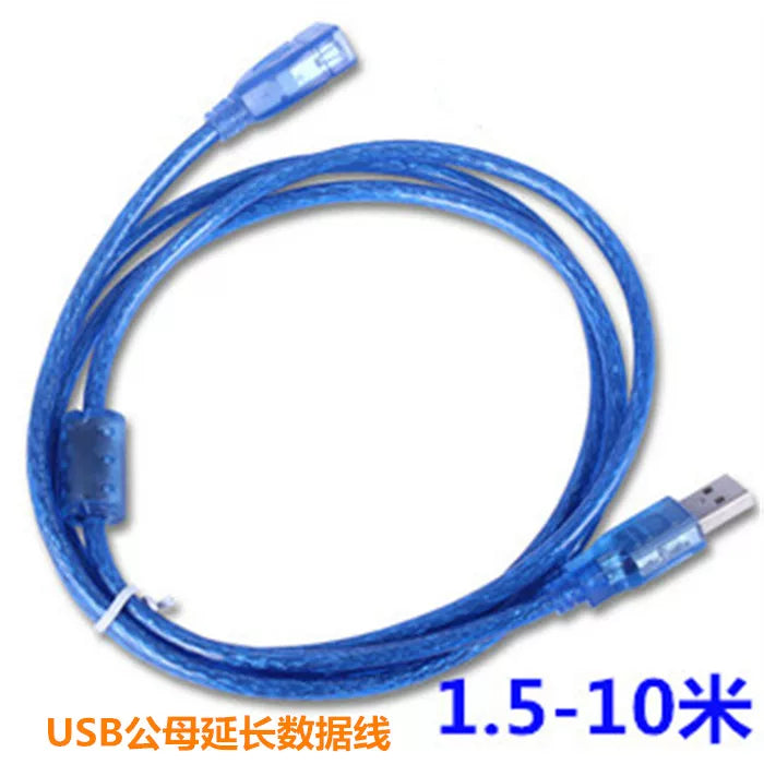Şəffaf mavi 2.0 USB uzatma məlumat kabeli kişidən qadına USB uzatma kabeli 1.5/3/5/10 metr